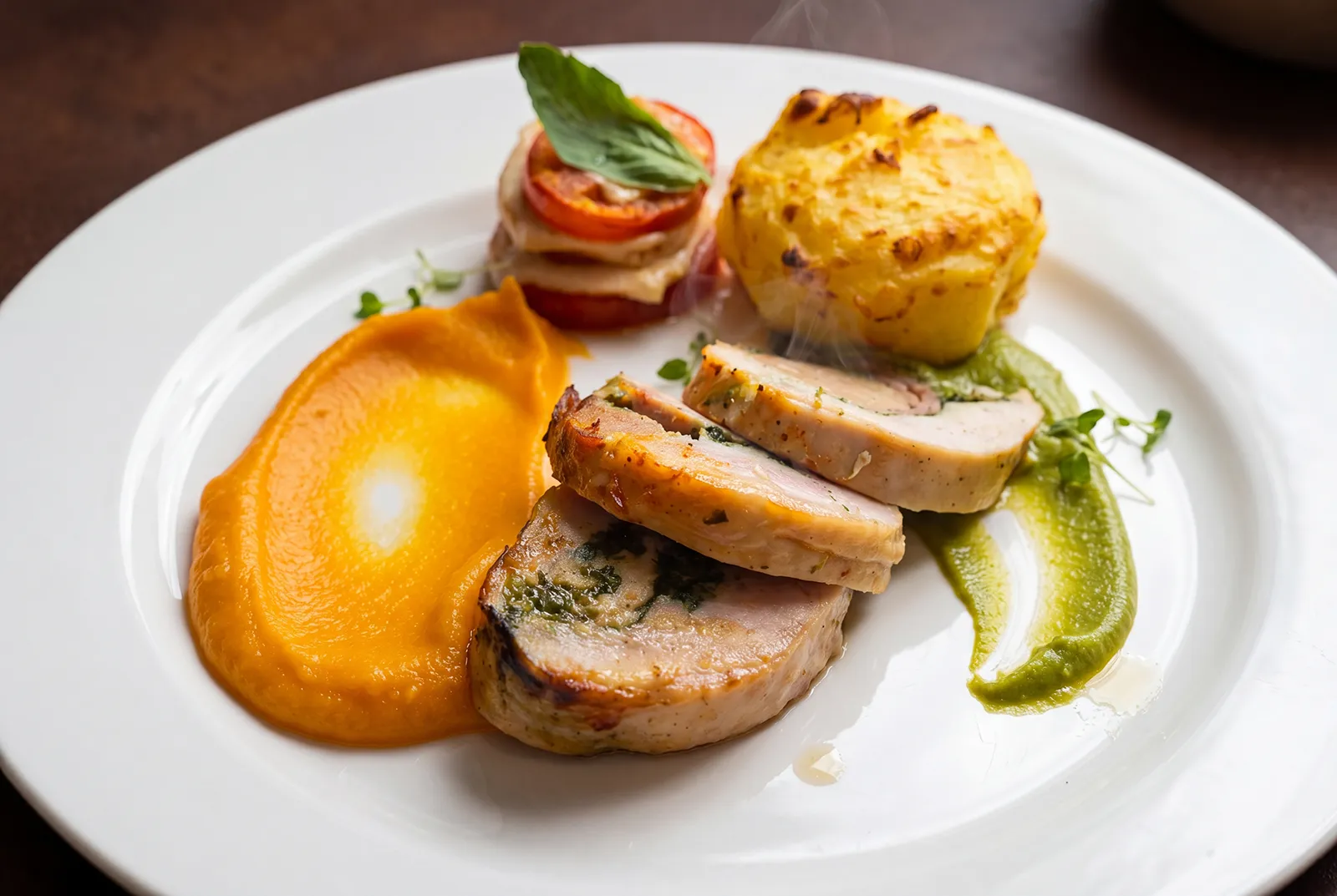 Chicken roulade with a side